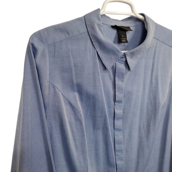 Lane Bryant Plus Size 24 Shirt Stripe Button Up Long Sleeve Collared Cotton Blue - Picture 5 of 10